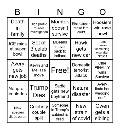 2026 Bingo Card