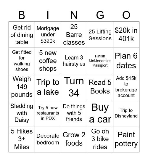 2026 Bingo Card