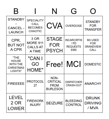 Dispatch New Years Bingo Card