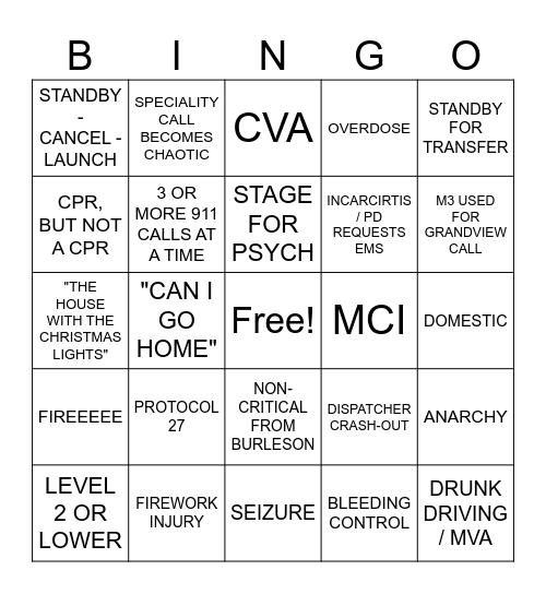 Dispatch New Years Bingo Card