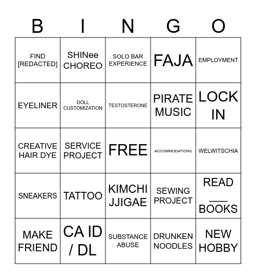 2026 Bingo Card