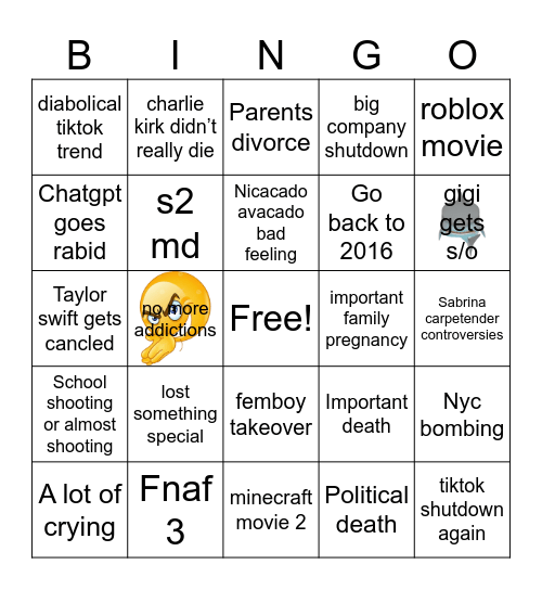 2026 Nylah Bingo Card