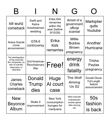 2026 Bingo Card Bingo Card