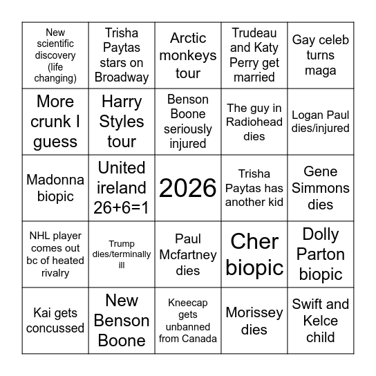 2026 Bingo Card