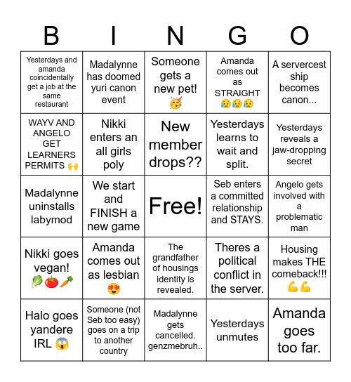 2026 predictions Bingo Card