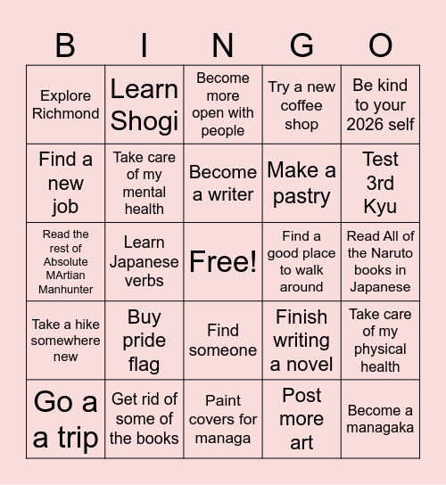 2026 Bingo Card