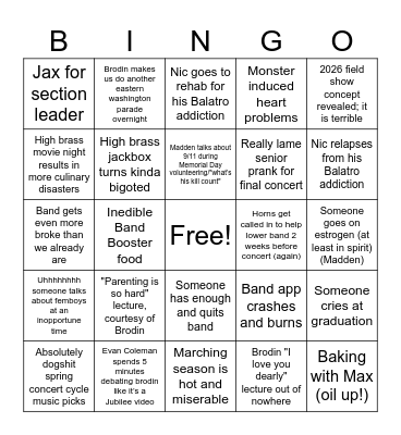 Band bingo 2026 Bingo Card