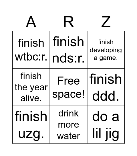 my 2026; Bingo Card