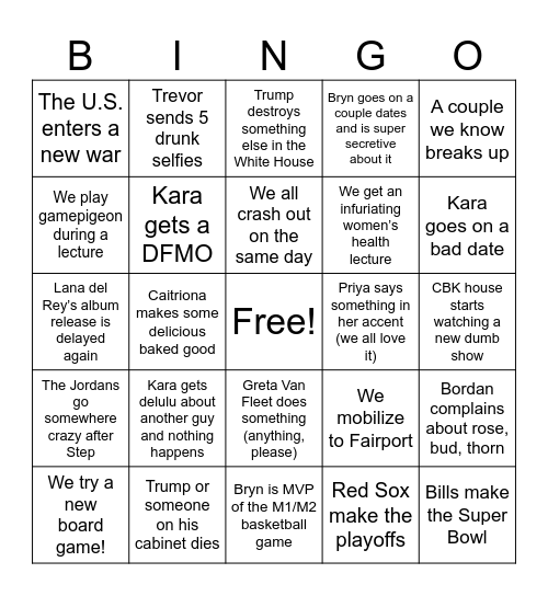 2026 Bingo! Bingo Card