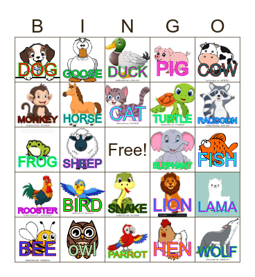 ANIMAL Bingo Card