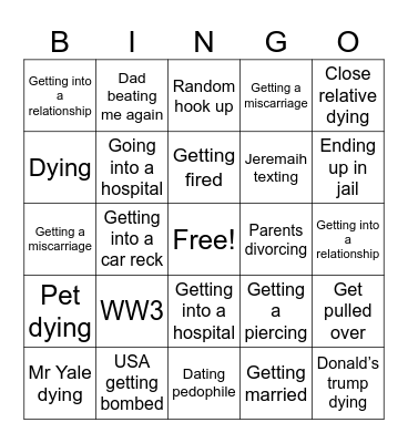 Tyler’s 2026 bingo Card