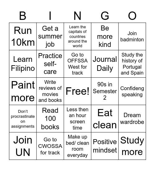 2026 Bingo Card
