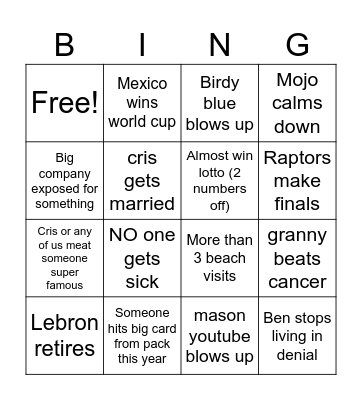 2026 Bingo Card