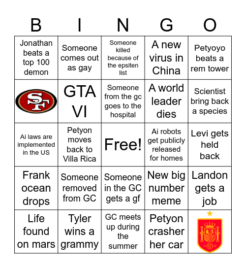 2026 BINGO BOARD!!!!! Bingo Card