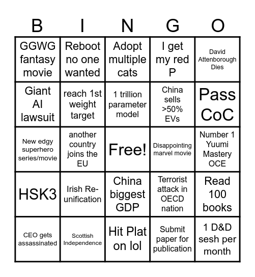 2026 Bingo Bongo Bingo Card