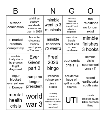 2026, the best year yet - the bingo Card
