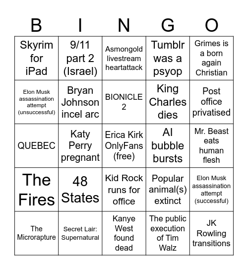 2026 Bingo Card