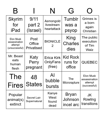 2026 Bingo Card