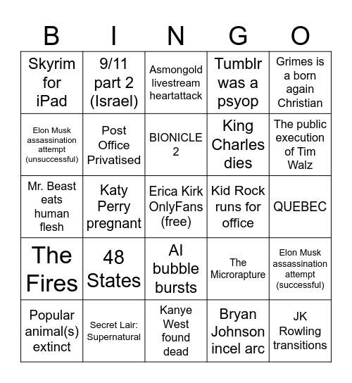 2026 Bingo Card