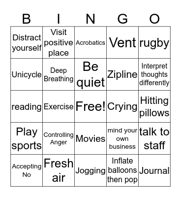 Discharge Skills Bingo Card