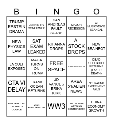 2026 WORLD BINGO Card