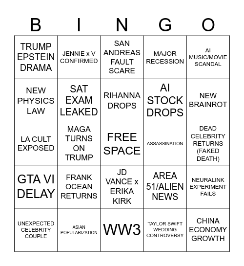 2026 WORLD BINGO Card