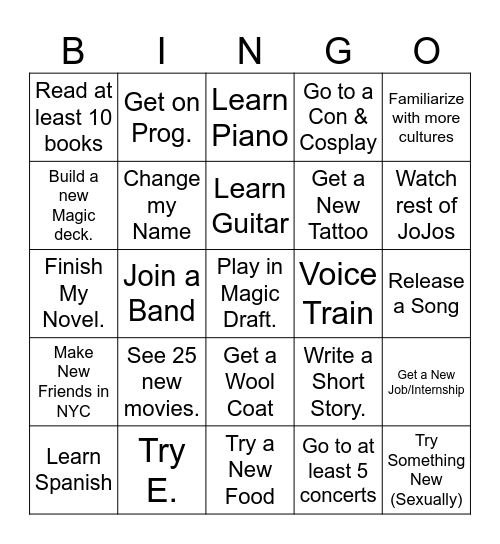 2026 Bingo Card