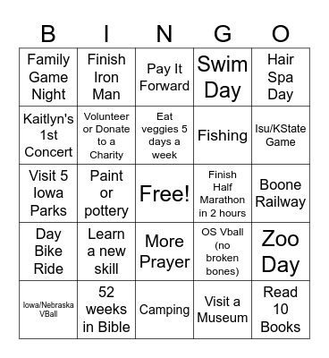 2026 Bingo Card