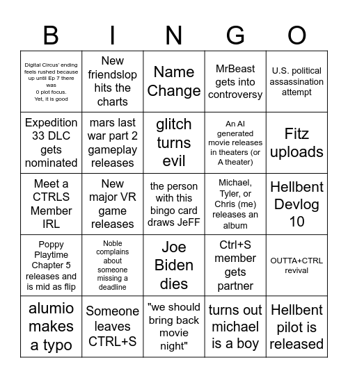 2026 CTRL+S BINGO Card