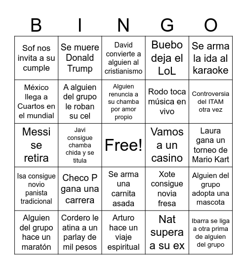 Predicciones Rodo 2026 Bingo Card