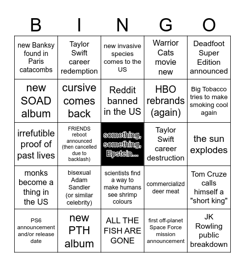 2026 Bingo Card