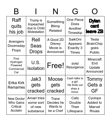 2026 Bingo Card Bingo Card