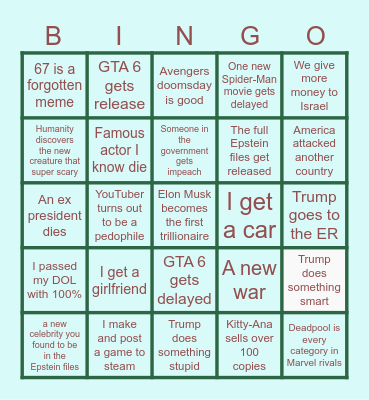 2026 bingo Card