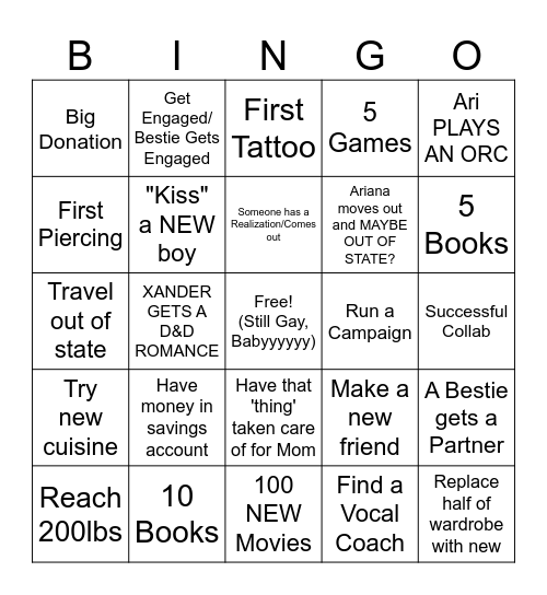 XANDER BINGO Card