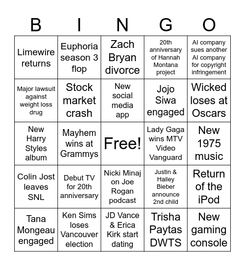 2026 Bingo Card