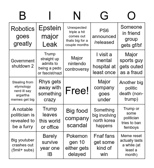2026 bingo Card