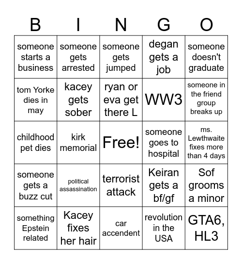 2026 bingo Card