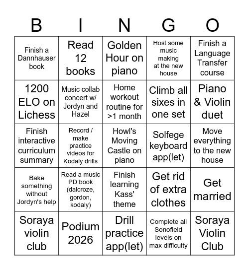 2026 Bingo Card