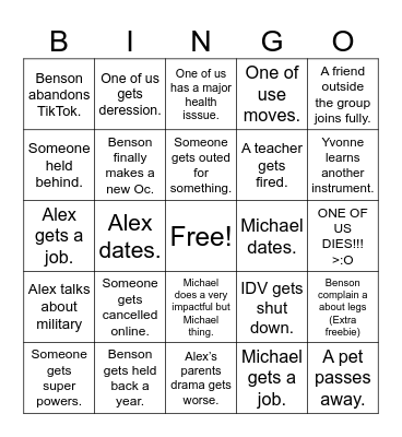 2025 friend group bingo Card