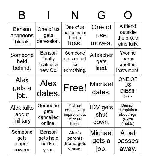 2025 friend group bingo Card