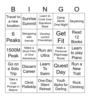 2026 Bingo Card