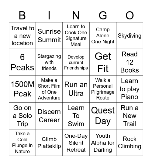 2026 Bingo Card