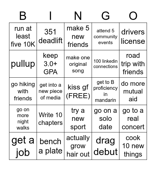 Noel 2026 Bingo Card