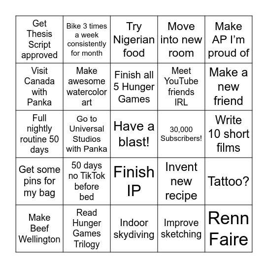 2026 Life Bingo Card Bingo Card