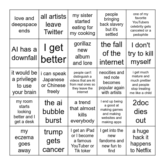 2026 Bingo Card