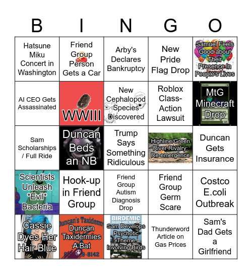 Prophetic Goobers Bingo Card