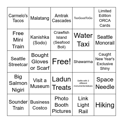 Seattle Things Bingo Card