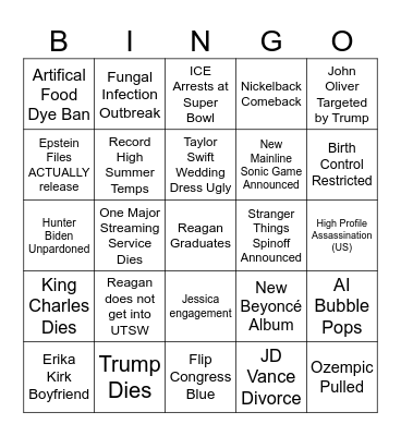 2026 Prediction Bingo Card