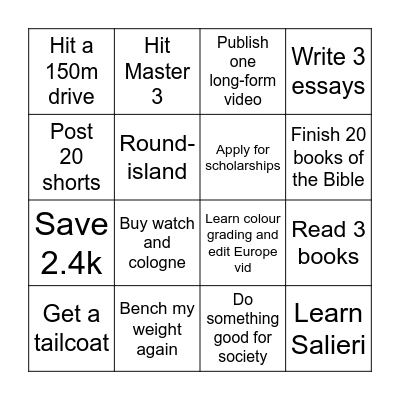 Jan-Mar Bingo Card