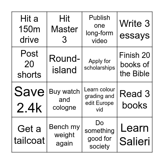 Jan-Mar Bingo Card